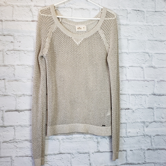 Hollister Sweaters - Hollister Cream Fishnet Sweater Women's Medium